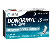 UPSA Donormyl Insomnie Occasionnelle 15mg 10 Comprimés Pelliculés Sécables