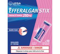 UPSA Efferalgan 250mg Granulés Sans Eau Goût Fraise 10 Sachets