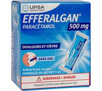 UPSA Efferalgan 500mg Granulés Sans Eau Goût Framboise 16 Sachets