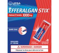 Upsa Efferalganstix Paracétamol Framboise 1000mg Granulés En Sachet 8 Sachets