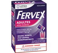 UPSA Fervex Adultes Goût Framboise 8 Sachets Paracétamol, Phéniramine, Vitamine C