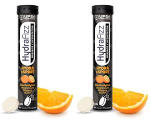 UPSA HydraFizz Sport - Électrolytes et BCAA, Orange, 16 Comprimés (Lot de 2)