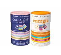 UPSA x Nourished Gummies 7en1 Énergie + Collagène Skin Lift - Compléments Alimentaires Énergie & Beauté Peau - Fatigue, Concentration, Élasticité & Fermeté - Sans Sucres, Vegan - 2 x 30 Gummies - Cure
