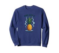 Upside Down Ananas Express Tropical Retro Cool Vibes Sweatshirt, Unisexe pour Adultes, Bleu Marine, XXL