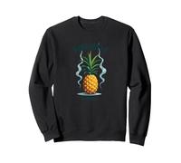 Upside Down Ananas Express Tropical Retro Cool Vibes Sweatshirt, Unisexe pour Adultes, Noir, XXL
