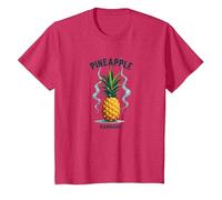 Upside Down Ananas Express Tropical Retro Cool Vibes T-Shirt, Enfant, Rouge Chiné, 6 Ans