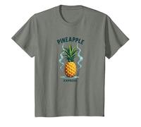 Upside Down Ananas Express Tropical Retro Cool Vibes T-Shirt, Enfant, Vert Kaki chiné, 6 Ans