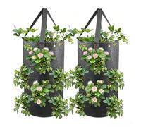 Upside Down Tomato Planter - Space Saving Vertical Design | 3 Gallon 2 Pieces Grow Bag With 11 Planting Holes | For Strawberry Outdoor Plants Peppers Carrots, Vegetables Fruits Raspberry Felt