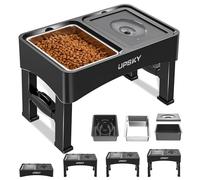 UPSKY Gamelles surélevées 3 en 1 pour Chien, mangeoire Lente, Support de gamelle surélevée réglable en Hauteur, Bol d'eau pour Chien sans déversement et Distributeur de Nourriture en Acier Inoxydable