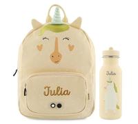 upstitch studio Trixie Sac à dos et gourde pour enfants, sac à dos de maternelle, sac à dos et gourde pour enfants, personnalisables avec nom individuel ou en kit, Motif licorne, Set: Rucksack BIG +