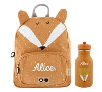 upstitch studio Trixie Sac à dos et gourde pour enfants, sac à dos de maternelle, sac à dos et gourde pour enfants, personnalisables avec nom individuel ou en kit, Renard, Set: Rucksack BIG + Flasche