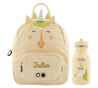 upstitch studio Trixie Sac à dos et gourde pour enfants, sac à dos de maternelle, sac à dos et gourde pour enfants, personnalisables avec nom individuel ou en kit, Motif licorne, Set: Rucksack SMALL +