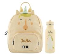 upstitch studio Trixie Sac à dos et gourde pour enfants, sac à dos de maternelle, sac à dos et gourde pour enfants, personnalisables avec nom individuel ou en kit, Motif licorne, Set: Rucksack SMALL +