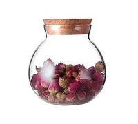 Upstore 1 bouteille ronde en verre scellée de grande capacité avec bouchon en liège en bois pour maquillage, cosmétiques, épices, collation, thé, etc. 500 g