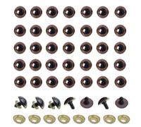 Upstore Lot de 100 yeux en plastique à coudre pour loisirs créatifs, marionnette, ours en peluche et poupée Marron 14 mm