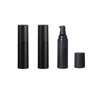 Upstore Lot de 3 flacons à pompe sans air en plastique noir de 30 ml - Distributeur de lotion sous vide rechargeable pour fond de teint, crème, sérum d'huiles essentielles