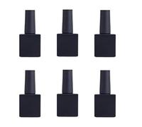 Upstore Lot de 6 flacons vides de 10 ml avec pinceau carré en verre rechargeable pour vernis à ongles gel et nail art (noir mat)