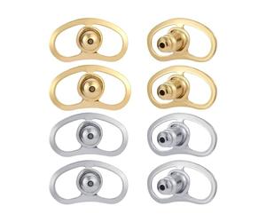 Upstore Lot de 8 fermoirs de boucles d'oreilles pour boucles d'oreilles lourdes - Dorés et argentés - Pour oreilles tombantes - Bouchons d'embrayage serrés