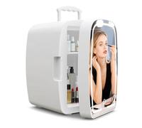 Upstreman 6L Mini Frigo Cosmetique, Mini Frigo Chambre avec Miroir, Réfrigère et Chauffe, Éclairage LED 3 Intensités, 35 dB Silencieux et Portable pour Chambre, Bureau, TF06 PRO