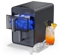 Upstreman Machine à Glaçons avec LED,Écran Tactile Numérique, Réservoir et Panier Amovible,9 Glacons en 6-8 Min,2 Tailles de Glaçons, Autonettoyante,Machine a Glacons Portable,Gris,BI10