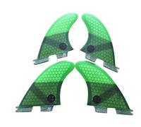 UPSURF Planche De Surf Double Tabs 2 Fins 4 Palmes Fibre De Verre Quad Fin Thruster Set Rayon De Miel pour Surf Paddle Board (Vert K2.1)