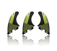 UPSURF Planche De Surf Tri Palmes M Fibre De Verre Thruster Set Ailerons De Planche De Surf (Black+Yellow G5)