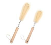 UPTALY 1 brosse à bouteille de 38 cm de long, 1 brosse de cuisine en nylon de 30 cm, manche en bois de hêtre, avec manche en acier inoxydable de 9 mm, pour grande bouteille, grands récipients, jag