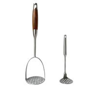 UPTALY 1 presse-purée en acier inoxydable avec manche en bois de rose (35 cm), 1 petit presse-purée de cuisine (23 cm), pour presser les carottes, les bananes, les haricots, la citrouille, les fruits