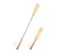 UPTALY Brosse en Nylon Extra Longue de 61 cm avec goupillon de 31 cm, Manche en Bois de hêtre, Brosse de Lavage Pliable avec Manche en Bois, Brosse en Toile d'araignée avec Manche en Acier Inoxydable