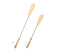 UPTALY Brosse Extra Longue en Nylon de 61 cm avec Brosse à Bouteille de 47 cm, Brosse de Lavage avec Manche en Bois de hêtre, Brosse de Salle de Bain avec Tige en Acier Inoxydable allongée