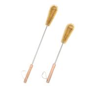 UPTALY Brosse Extra Longue en Poils de Cochon de 61 cm avec Brosse à Bouteille de 47 cm, Brosse de Lavage avec Manche en Bois de hêtre, Brosse de Salle de Bain avec Tige en Acier Inoxydable allongée