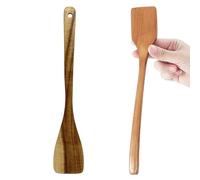 UPTALY Lot de 2 spatules en bois fin pour omelette (27 cm x 4,5 cm), spatule en bois biseautée à 15 degrés, pour petite poêle et mini poêle antiadhésive, naturel, sans épissure, spatule
