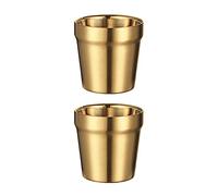 UPTALY Lot de 2 tasses en acier inoxydable (180 ml, couleur dorée), tasses de camping incassables, petites tasses à expresso, tasses à latte à double paroi, tasses à café épaisses, tasses à thé