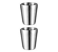UPTALY Lot de 2 tasses en acier inoxydable (300 ml, argenté), tasses de camping incassables, petites tasses à expresso, tasses à latte à double paroi, tasses à shot en métal, tasses à café épaisses