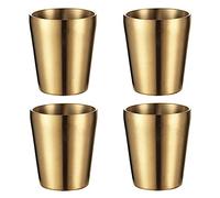 UPTALY Lot de 4 tasses en acier inoxydable, tasses de camping incassables (300 ml/par), petites tasses à expresso, tasses à latte à double paroi, tasses à shot, gobelets à café épaisses