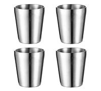 UPTALY Lot de 4 tasses en acier inoxydable, tasses de camping incassables (300 ml/par), petites tasses à expresso, tasses à latte à double paroi, tasses à shot, gobelets à café épaisses