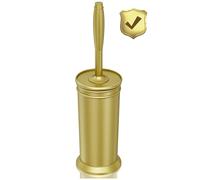 UPTRONIC Brosse de toilette en métal avec manche extra long et poils durables et support couvert pour le nettoyage de la salle de bain (doré, 1)