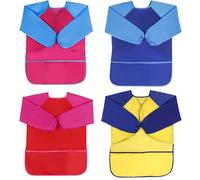 UptVin 4 Pièces Tablier Peinture Enfant, Tablier Imperméable avec Manches Longues Blouse Peinture Enfant de 3 à 8 Ans Blouse En-fant Peinture avec Poches pour Activités Scolaires Pein-ture Cuisine