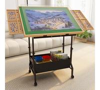 upvercy Grande table de puzzle avec 2 tiroirs pour puzzles de 300 à 1500 pièces - Table de puzzle à roulettes avec hauteur et angle réglables, plateau de puzzle avec feutre, couvercle, tiroir de
