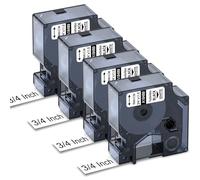 Upwinning 18489 Étiquettes industrielles en Nylon Flexible 19mm Compatibel avec Dymo Rhino 18489 Étiquettes en Nylon Flexibles 19mm x 3,5m Noir sur blanc Compatible avec Dymo Rhino 4200 5200 5000, 4x