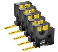 Upwinning 45018 Ruban Jaune 12mm x 7m Compatible avec Dymo Ruban D1 12mm x 7m 45018 S0720580 Noir sur Jaune, Recharge D1 Ruban Jaune Compatible avec Dymo Labelmanager 160 150 210D 260P 280 360D 420