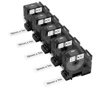 Upwinning 45803 Ruban 19 mm x 7 m Compatible avec Dymo D1 Ruban 19mm Noir sur Blanc, Recharge D1 19mm s0720830 Compatible pour Dymo LabelManager 360D 420P 450D 500TS 640CB étiqueteuses, 5x