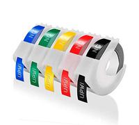 Upwinning 5 Rubans de Marquage 3D Compatible pour Dymo 9mm x 3m - Omega S0717930, Junior S0717900 - Noir sur Blanc/Rouge/Jaune/Vert/Bleu