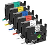 Upwinning compatible avec Brother p-touch Ruban 9mm X 8m, Noir sur Blanc/Transparent/Rouge/Bleu/Jaune/Vert, compatible avec Etiqueteuse Brother P touch H110 H100LB D410 D400 D460BT D600, 6x