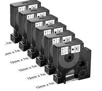 Upwinning Compatible avec Dymo D1 Ruban 12mm x 7m Noir sur Blanc, 6 pièces | Compatible pour Dymo D1 Ruban 12mm x 7m A45013, Recharge pour Dymo LabelManager 160 210D 280 360D 420P 640CB 100 120 150 200
