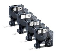 Upwinning étiquettes en nylon flexible industriel 18488 12mm x 3,5m, Compatible avec Dymo Rhino étiquettes en nylon flexible 12mm Noir sur blanc, Compatible pour Dymo Rhino 4200, 5200, 5000, 6000, 4x