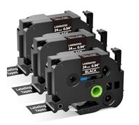 Upwinning Tze-355 Ruban 24 mm Noir compatibles avec Brother P-touch Ruban 24mm Noir TZe355 Tze 355 Aze-355, Tze 24 mm White on Black, compatible avec Brother P710BT P700 D600 P900 E550VP, 3x