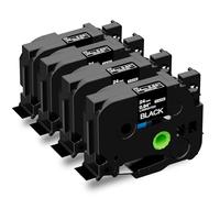 Upwinning Tze-355 Ruban Noir 24 mm compatible avec Brother P-Touch Ruban Noir 24 mm Tze 355 Tze355, compatible pour Brother P touch P710BT P750 D600 P900 E550VP, 4x