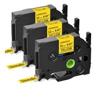 Upwinning Tze-631 Compatible Brother P-touch Ruban Jaune 12mm x 8m, 3PK