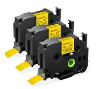 Upwinning Tze-641 Ruban Jaune 18 mm compatibles avec Brother P-touch Ruban 18 mm noir sur jaune, 18 mm x 8 m, compatibles avec Brother p touch D400 D400VP D450 1830 900 PT-2430, 3x